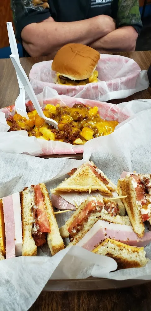 Chili Cheese Fries and Club Sandwich